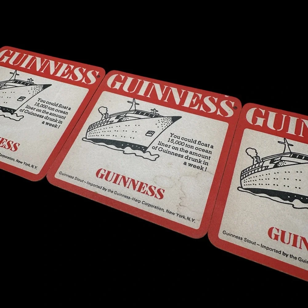 Vintage Guinness Beer Coasters Set 11 Double Sided Stout Advertising Cardboard